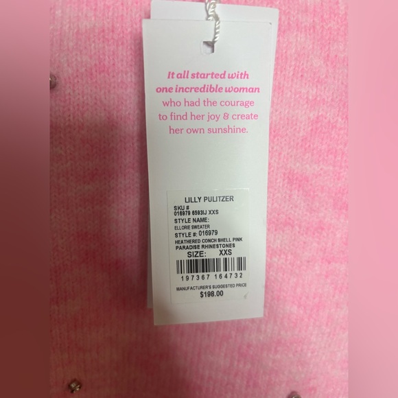 Lilly Pulitzer Ellorie sweater Heathered Conch Shell Pink Rinestones XXS - Picture 6 of 11